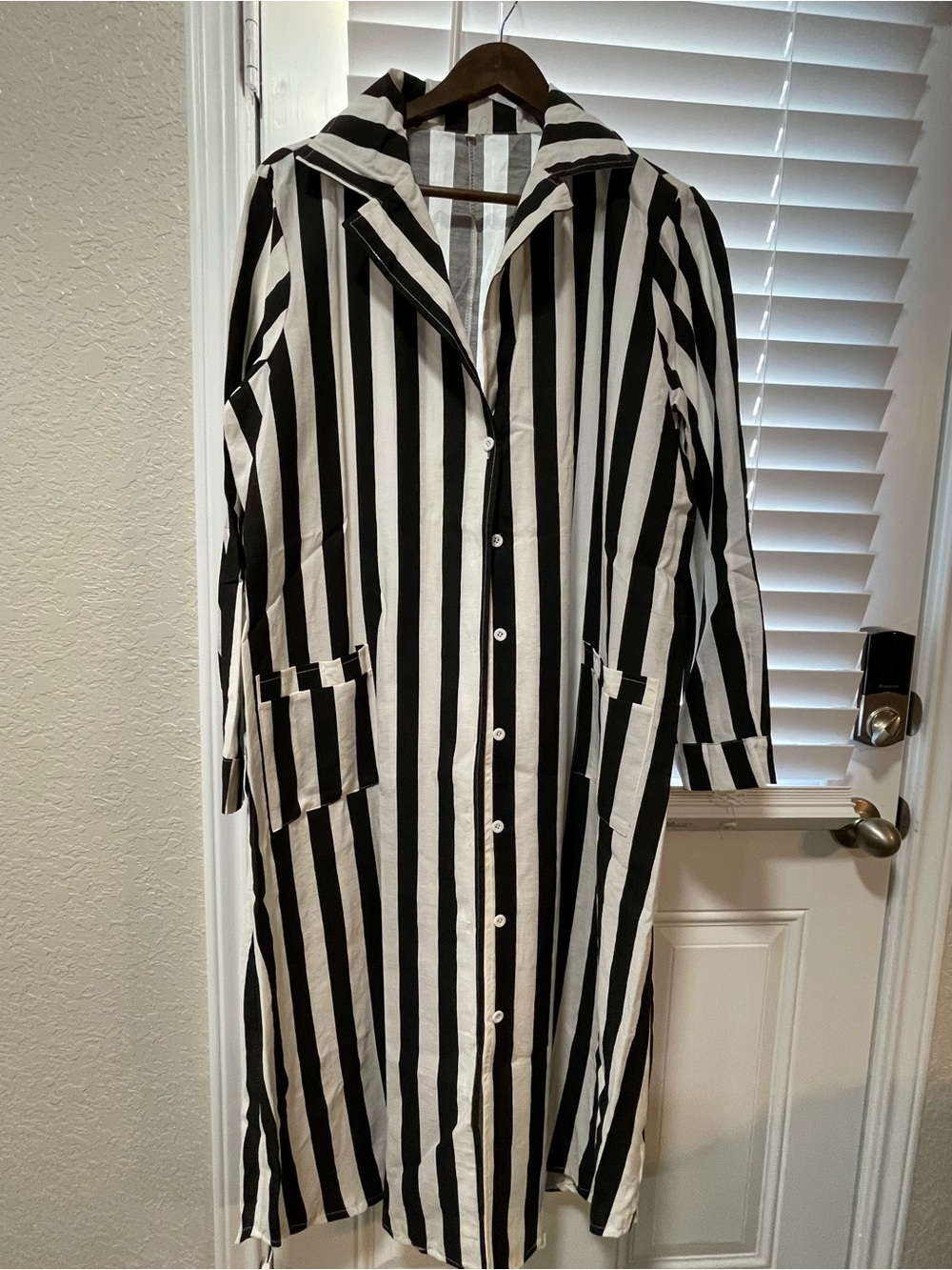Striped Black & White Kids Pajama Robe - Cozy Button-Front
